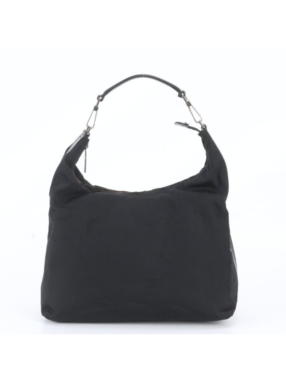 Gucci Hobo Leather Nylon Shoulder Bag Hand Black
